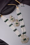 Buy_SWABHIMANN_Green Victorian Polki Floral Swirl Stone Studded Necklace Set _Online_at_Aza_Fashions