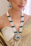 Shop_SWABHIMANN_Green Victorian Polki Floral Swirl Stone Studded Necklace Set _Online_at_Aza_Fashions