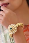 SWABHIMANN_Green Kundan Bloom Bliss Studded Kada _Online_at_Aza_Fashions