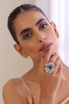 Buy_Swabhimann_Purple Zari Rafflesia Zirconia Ring _at_Aza_Fashions