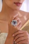Shop_Swabhimann_Purple Zari Rafflesia Zirconia Ring _at_Aza_Fashions
