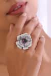 Swabhimann_Purple Zari Rafflesia Zirconia Ring _Online_at_Aza_Fashions