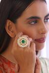 Buy_Swabhimann_Green Imitation Diamonds Gold Toned Kundan Ring With _at_Aza_Fashions