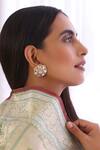 Buy_Swabhimann_Gold Plated Mirrors, Stones Gleaming Pansy Polki Stud Earrings _at_Aza_Fashions