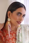 Buy_SWABHIMANN_Red Kundan Chandelier Furl Jhumka Earrings _at_Aza_Fashions