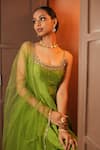 Buy_Enamour By Radha_Green Upada Silk Hand Embroidered Zardozi Deep Panelled Anarkali Set _Online_at_Aza_Fashions