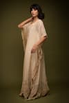 Shop_Farha Syed_Ivory Handloom Tissue Chanderi Embroidered Cutdana V-neck Floral Cutwork Kaftan _Online_at_Aza_Fashions