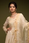 Farha Syed_Ivory Pure Organza Embroidered Cutdana V-neck Cutwork Anarkali Palazzo Set _Online_at_Aza_Fashions