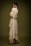 Shop_Farha Syed_Ivory Brocade Embroidered Cutdana V-neck Floral Jaal Kurta Pant Set _Online_at_Aza_Fashions