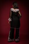Shop_Farha Syed_Black Pure Organza Embroidered Cutdana V-neck Floral Cutwork Kurta With Pant _at_Aza_Fashions