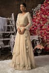 Buy_Farha Syed_Ivory Handloom Zari Woven Chanderi Embroidered Floral And Cutdana Lehenga Set _at_Aza_Fashions