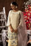 Buy_Farha Syed_Beige Handloom Zari Woven Chanderi Embroidered Pearl Floral Kurta Gharara Set _Online_at_Aza_Fashions