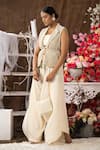 Buy_Farha Syed_Ivory Modal And Chanderi Embroidered Cutdana Lapel Floral Jacket & Dhoti Pant Set _Online_at_Aza_Fashions