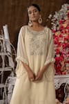 Buy_Farha Syed_Ivory Modal, Taffeta, Organza Cut Work, Floral Cutdana And Kurta & Palazzo Set _Online_at_Aza_Fashions