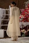 Shop_Farha Syed_Ivory Modal, Organza, Taffeta Cut And Cutdana Embroidered Kurta Dhoti Pant Set _at_Aza_Fashions