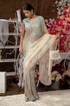 Farha Syed_Peach Organza, Tulle, Taffeta Sequins, Embroidery Scallop Saree With Blouse _Online_at_Aza_Fashions