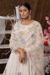 Farha Syed_Cream Chanderi, Organza Sequins, Cut Floral Embroidered Anarkali With Dupatta _Online_at_Aza_Fashions