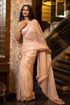 Buy_Farha Syed_Pink Silk, Gabardine, Organza Cut And Cutdana Embellished Border Saree With Blouse _at_Aza_Fashions
