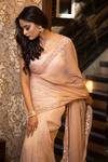 Buy_Farha Syed_Pink Silk, Gabardine, Organza Cut And Cutdana Embellished Border Saree With Blouse _Online_at_Aza_Fashions