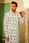 Shop_The Home Affair_Pink Pure Cotton Printed Floral Asymmetric Kurta And Pant Set _Online_at_Aza_Fashions