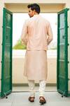 Shop_The Home Affair_Peach Pure Cotton Silk Plain Kurta With Short Jacket _at_Aza_Fashions