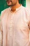 Buy_The Home Affair_Peach Pure Cotton Silk Plain Kurta With Short Jacket _Online_at_Aza_Fashions