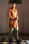 Shop_The Home Affair_Orange Kurta Pure Cotton Printed Floral And Salwar Set _Online_at_Aza_Fashions
