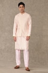 Buy_Masaba_Pink Raw Silk Embroidered Stitch Line Details Barfi Wallflower Bundi _at_Aza_Fashions