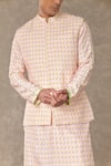 Masaba_Pink Raw Silk Embroidered Stitch Line Details Barfi Wallflower Bundi_Online_at_Aza_Fashions