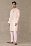 Buy_Masaba_Pink Raw Silk Print Wallflower Pattern Barfi Kurta _Online_at_Aza_Fashions