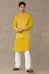 Buy_Masaba_Yellow Bundi-tissue And Kurta-natural Crepe Stitchline Bundi & Kurta Set _at_Aza_Fashions