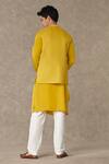 Shop_Masaba_Yellow Bundi-tissue And Kurta-natural Crepe Stitchline Bundi & Kurta Set _at_Aza_Fashions