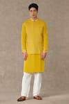 Masaba_Yellow Bundi-tissue And Kurta-natural Crepe Stitchline Bundi & Kurta Set _Online_at_Aza_Fashions