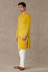 Buy_Masaba_Yellow Bundi-tissue And Kurta-natural Crepe Stitchline Bundi & Kurta Set _Online_at_Aza_Fashions