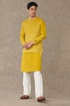 Shop_Masaba_Yellow Bundi-tissue And Kurta-natural Crepe Stitchline Bundi & Kurta Set _Online_at_Aza_Fashions