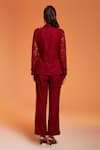 Shop_Enness Studio_Maroon Lace Collar Kylie Shirt And Trouser Co-ord Set  _at_Aza_Fashions