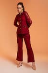 Buy_Enness Studio_Maroon Lace Collar Kylie Shirt And Trouser Co-ord Set  _Online_at_Aza_Fashions