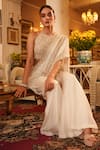 Buy_Nehha Nhata_Off White Silk Hand Embroidered Dori Crew Neck Draped Sharara Saree With Blouse _Online_at_Aza_Fashions