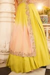 Shop_Nehha Nhata_Green Silk/organza/satin Hand Embroidered Floral U Neck Blouse Lehenga Set _Online_at_Aza_Fashions