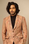 Buy_DUSALA_Beige Fine Wool Silk Woven Floral Aarav Paisley Jacket _Online_at_Aza_Fashions