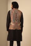 Shop_DUSALA_Multi Color Fine Wool Silk Woven Chevron Kian And Floral Nehru Jacket _at_Aza_Fashions