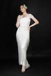 Shop_Ambrosia_White Shell 100% Nylon Mesh Embellished Synodic Fallen Pearl Mist Shimmy Gown _at_Aza_Fashions