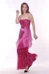 Ambrosia_Pink Shell 100% Nylon Mesh Embellished Cut Dana Off Skyfall Gilded Shimmy Gown _Online_at_Aza_Fashions