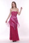 Shop_Ambrosia_Pink Shell 100% Nylon Mesh Embellished Cut Dana Off Skyfall Gilded Shimmy Gown _Online_at_Aza_Fashions