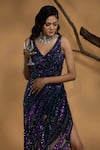 Ambrosia_Blue Shell 100% Nylon Mesh Embellished Cut Dana V Cassini Sequin Gown _Online_at_Aza_Fashions