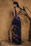 Shop_Ambrosia_Blue Shell 100% Nylon Mesh Embellished Cut Dana V Cassini Sequin Gown _Online_at_Aza_Fashions