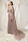 Ambrosia_Pink Shell 100% Nylon Venus Evanescence Sequin Gown With Attached Wing Trail _Online_at_Aza_Fashions