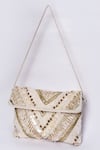 Buy_Adara Khan_White Thread Hand Embroidered Handcrafted Sling Bag_at_Aza_Fashions