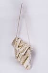 Adara Khan_White Thread Hand Embroidered Handcrafted Sling Bag_Online_at_Aza_Fashions