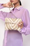 Buy_Adara Khan_White Thread Hand Embroidered Handcrafted Sling Bag